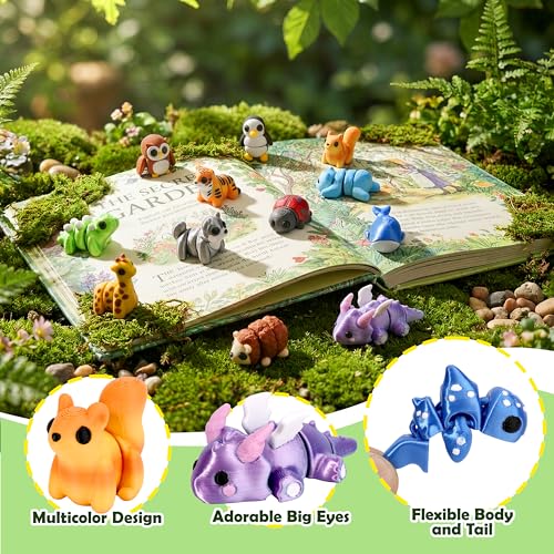 40PCS Mini 3D Printed Animals, Articulated Fidget Toys for Kids - style: 40P Mini Animals