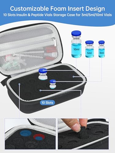 10Slot Peptide Case for Fridge, Insulin Vials Storage Case - color: 10-slots (Black)