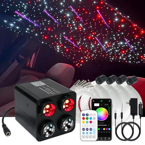 AKEPO 36W 4 Color Twinkle Starlights Headliner Fiber Optic Lights Kit - size: 2640pcs*13.1ft*0.03in