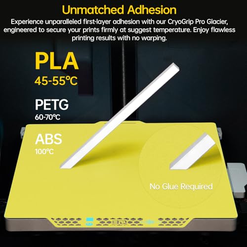 BIQU CryoGrip Pro Glacier Plate for Bambu-Lab X2D,P2S,P1P,P1S,X1C,X1E,A1 - color: Glacier Yellow, size: X2D/P2S/P1/X1/A1