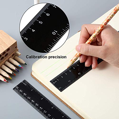 EBOOT 50 Pack 12 Inch Black Plastic Rulers Bulk for Classroom School Office - color: Black