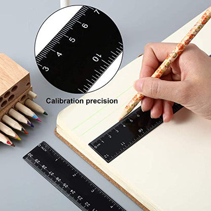 EBOOT 50 Pack 12 Inch Black Plastic Rulers Bulk for Classroom School Office - color: Black