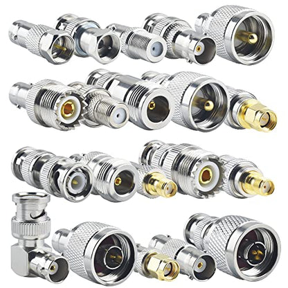 20pcs BNC Connector Kits BNC to SMA/BNC to BNC/BNC to UHF/BNC to N/BNC to F RF Coax BNC Adapter Male to Female Cable Converter - size: 20 Pieces - BNC Kit