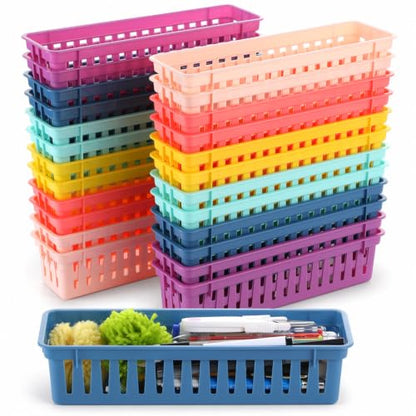 24 pcs Bright Pencil Basket Dispenser for Classroom Pencil Holder for Desk - color: Bright