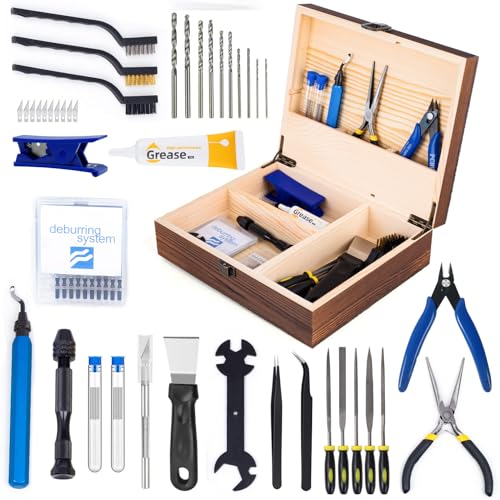 3D Printing Tool Set with Wood Box – 3D Printer Tools Features a deburring Tool, Wire Cutter, Drill, and Scraper for Model cleanup, Surface Smoothing, and Precise Drilling. - style: 60PCS Professional Version