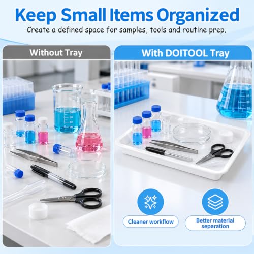 DOITOOL 12 Pcs Lab Trays, Chemical Resistant PP Spill Containment Trays