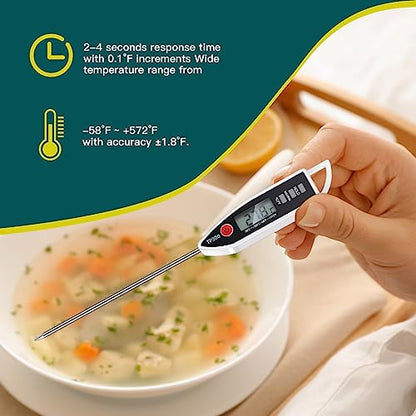 Copkim 6 Set Digital Food Thermometer Long Probe Instant,White - color: White