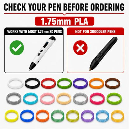 3D Pen Filament Refills, 22 Colors, 1.75mm PLA, 220 Feet - color: 10 Feet Each, 22 Colors