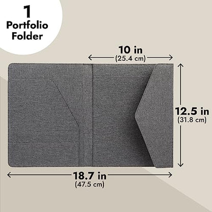 Paper Junkie Binder Organizer - 10 x 12.5 in, Gray Polyester - Resume Portfolio Folder - Zipper Binder Business Card Pockets