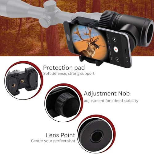 Universal Phone Scope Adapter – Side Mount Design Smartphone Scope Mount – Hunting, Birding, Target Shooting, Aiming, Sighting – All-Aluminum Black Frame Camera Mount - Sidewinder Scope Phone Adapater