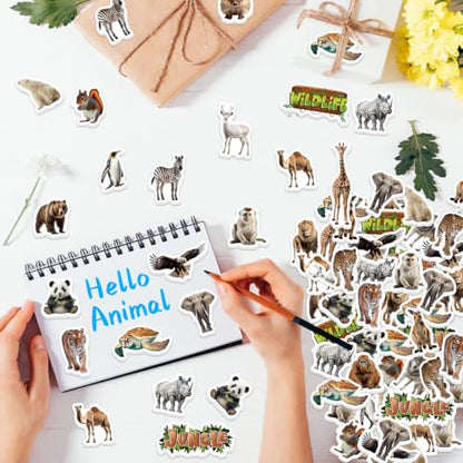 300Pcs Animals Foam Stickers, Self-Adhesive Cartoon Jungle Animals Foam Sticker Safari Animal Stickers for Home School Classroom DIY Art Craft Birthday Party Favor - style: Jungle Animal