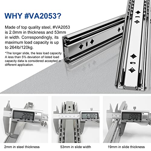 VADANIA #A53 24" Heavy Duty Drawer Slide Without Lock, 1-Pair - color: #A53 - Without Lock, size: 24 Inch
