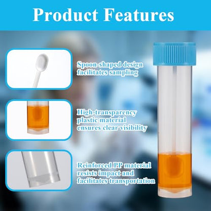 Stool Sample Collection Kit,25-30ml Screw Top Sample Jar with Spoon ﻿ - color: LIGHT BLUE