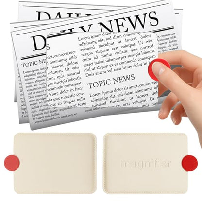 2 PCS 3X Leather Credit Card Magnifying Glass Fresnel Lens Large Area Wallet Page Pocket Magnifier Card Fire Starter, for Reading Small Prints, Sheets, Books, Low Vision Aids & Solar Projects - color: White