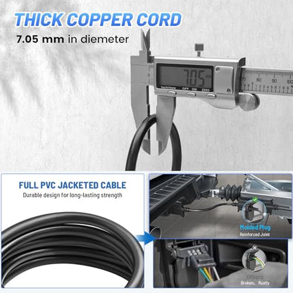 MECMO 4-Pin Flat Trailer Extension Cable 12 Inch, Heavy Duty 18AWG Copper 4 Way Wiring Connector Harness, Vehicle-Side and Trailer-Side 4 Prong Light Plug Hitch Wire Extension 1ft - size: 1ft (12 inch)