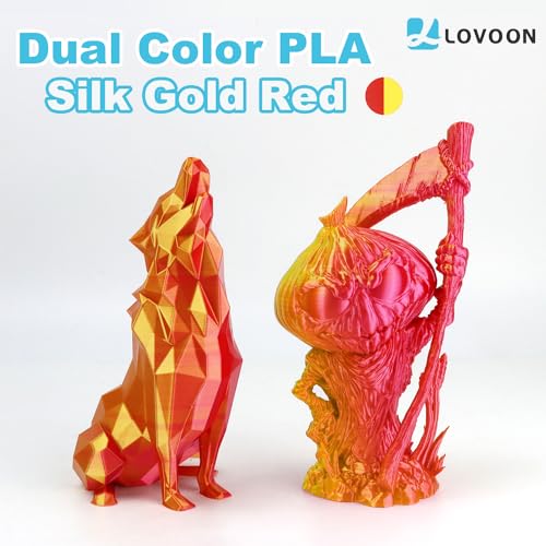 LOVOON 3D Printer Filament Dualcolor,1.75mm Silk PLA Filament Gold Red Dualcolors, Silky PLA Filament Most Printer and 3D Pen, 3D Printer Accessories,1KG(2.2lbs)/Spool - color: 2colors Silk Gold/Red, size: 1 kg