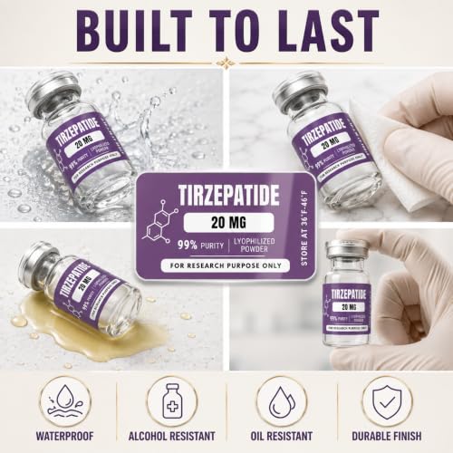 Personalized Peptide Vial Labels for 3mL & 5mL Vials, Waterproof Stickers