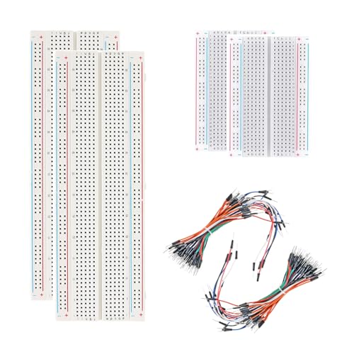 Solderless Breadboard Ultimate Kit - 4PCS 830/400 Tie Points Boards + 130 Jumper Wires | ABS Plastic with Tin-Plated Contacts, Compatible with Arduino, Raspberry Pi & Electronics Projects