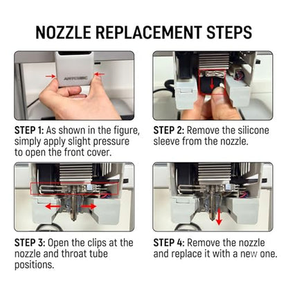 2PK 0.4MM Nozzles Integrated Hardened Steel Nozzles for Anycubic Kobra X, Nickel-Plated Kobra X Hotend Quick, Compatible with PLA-CF、PETG-CF、Nylon-CF, Glass Fiber, and Metal-Filled Filaments (0.4MM)