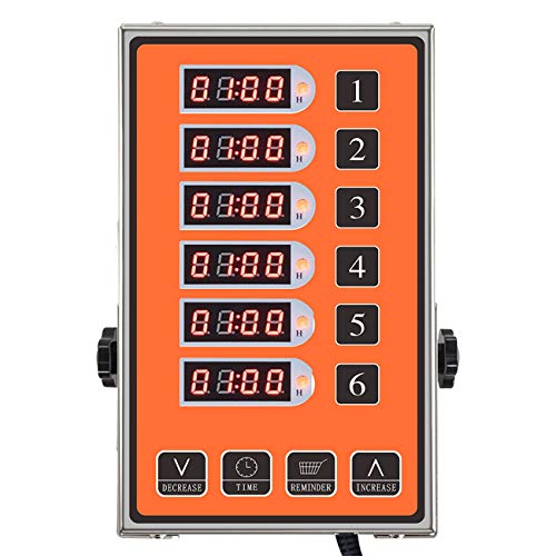 6 Channel Commercial Kitchen Timer Digital Stainless Steel Timer - color: Yellow