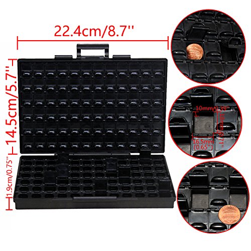 AideTek BOXALL144 ESD safe SMD resistor IC chips Organizer w/144 bins antistatics - style: BOXALLAS