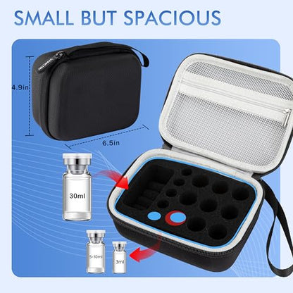 15 Slots Peptide Case for Fridge, Insulin Vial Protector Organizer Bag, Vial Storage Case for 1ml 3ml 5ml 10ml and 30ml Vials, Diabetic Medication Holder for Home and Travel - size: Black-15 Slots