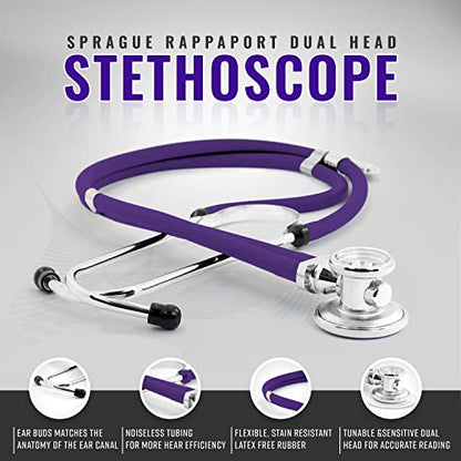 ASA TECHMED Physical Therapy Home Health Aide Comprehensive Kit - Carrying Bag, Blood Pressure Cuff, Stethoscope, Gait Belt- Purple - color: Purple Kit