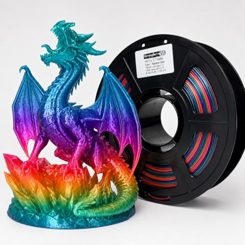 PETG 3D Printer Filament 1.75mm,Rainbow Translucent Gem,Multi Color,Fast Color Changing,1kg(2.2lbs) Accuracy +/-0.05mm - color: Petg Rainbow Gem