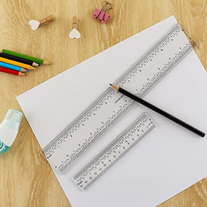 5 PCS 12" Clear Acrylic Ruler Zero-Centering Ruler with Inches & Metric Measuring Tool 12 Inch Straight Edge Rulers for Crafting Drafting Scrapbooking Card-Making Student School Office Home Tool - color: 5 PCS 12" Clear Acrylic Ruler