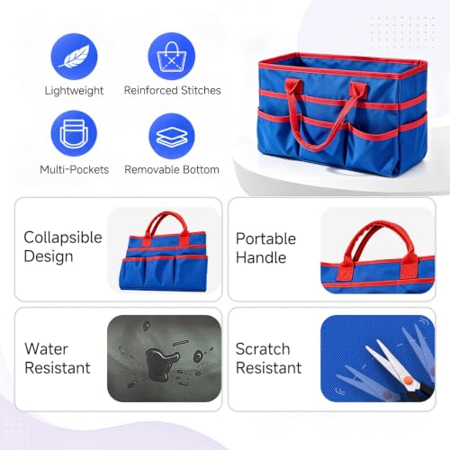AUVCAS Art Supply Bag, Craft Organzier Tote Bag for Art Supplies, Deep Blue - color: Deep Blue (6.5"D x 13"W x 8.5"H)