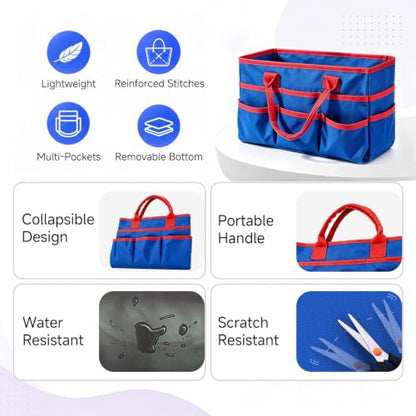 AUVCAS Art Supply Bag, Craft Organzier Tote Bag for Art Supplies, Deep Blue - color: Deep Blue (6.5"D x 13"W x 8.5"H)