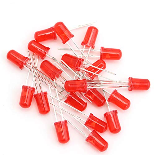 100PCS 3mm LED Emitting Diode 20mA 2 Pin Round Head Colored Diffused Diodes Lights Bulb Circuit Lamps Electronic Indicator Light (Red) - color: Red
