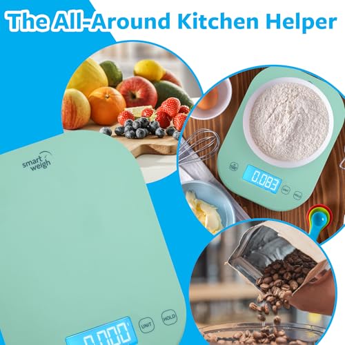 Smart Weigh Mint Green Kitchen Scale, 11 lb x 1g, Tare & Backlit Display - color: Green