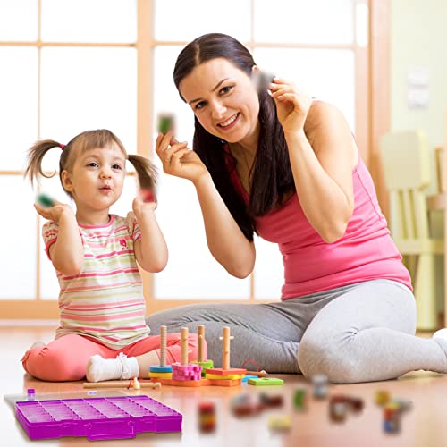 Juexica 2 Pcs 48 Grid Plastic Bead Storage Organizer Box, Purple - color: Purple