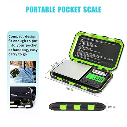 Fuzion Pocket Gram Scale, 500g x 0.01g Digital Jewelry Scale High Precision - color: Green, size: 500/0.01g