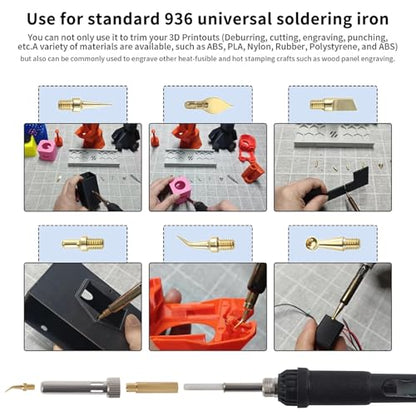 3D Printer Accessories Heat Set Insert Tool TS100 936 Soldering Iron Adapter: 8Pcs Finished Brass Trimming Head with Connector Threaded Mating Design for 3D Printing Filament Plastic Print