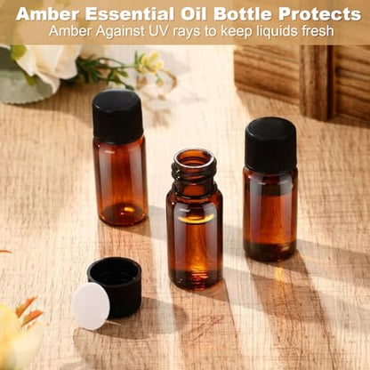 LemonRoad 200 Pcs 10 ml Plastic Vials with Screw Caps and Plastic Stoppers - color: Amber