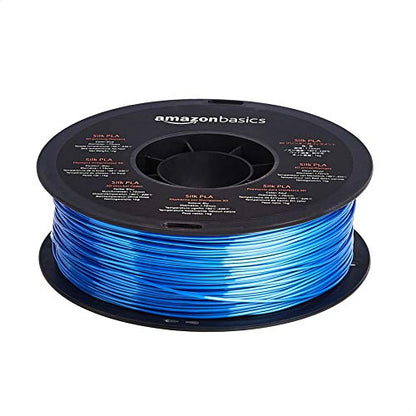 Amazon Basics Silk PLA 3D Printer Filament, 1.75mm, 1 kg Spool (2.2 lbs), Blue, for FDM 3D Printers, No Heat Bed Required - color: Blue