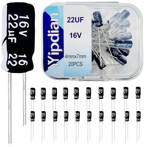 Electrolytic Capacitor YYipdian 22uF 16V 4x7mm High Temperature Resilience Aluminum Capacitors (Pack of 20) - size: 22uF 16V 4x7mm 20PCS