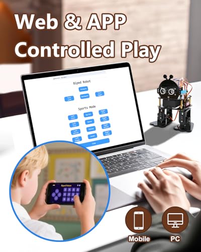 Biped Robot Kit STEM Toys Science Kit for Kids, Bionic Bipedal Robotics Programmable Coding Crafts Set for Arduino ESP32, Birthday Gift for Age 8-12 Boys Girls Teens - color: Brown