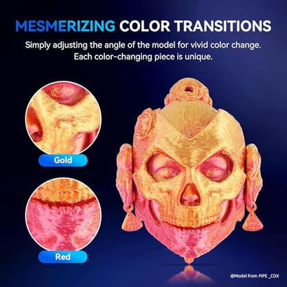 JAYO Silk Dual Color PLA 3D Printer Filament 1.75mm, 1.1kg, Red-Gold - color: Silk Dual Red Gold, size: 1.1KG