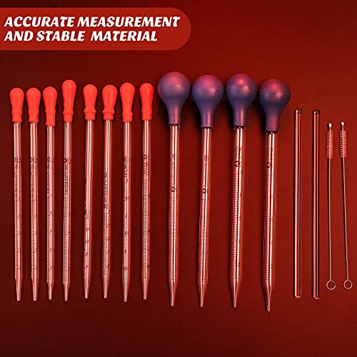 Frienda 16pcs Glass Pipettes Dropper with Rubber Cap Stir Rod Washing Brush