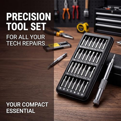 25 in 1 Precision Screwdriver Set, Mini Repair Tool Kit with Magnetic CR-V Bits – Compatible with MacBook, iPhone, Laptop, PC, PS5, Xbox, Switch, Glasses, Watch, Doorbell, Electronics