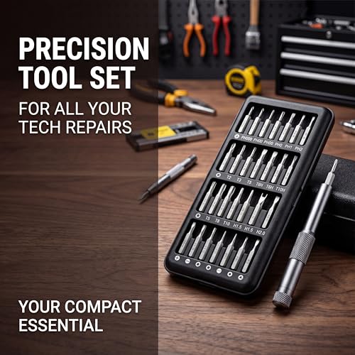 25 in 1 Precision Screwdriver Set, Mini Repair Tool Kit with Magnetic CR-V Bits – Compatible with MacBook, iPhone, Laptop, PC, PS5, Xbox, Switch, Glasses, Watch, Doorbell, Electronics