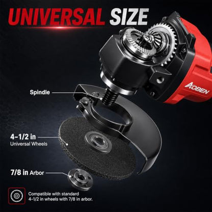 AOBEN 21V Cordless Angle Grinder 4-1/2 Inch, Power Brushless Cut Off Tool Kit, with 180° Rotating Body, Paddle Switch, 2x4.0Ah Battery & Charger, for Metal Cutting, Grinding, Polishing