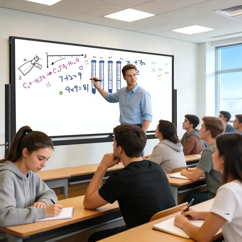 Large Rolling Whiteboard on Wheels, 72x40 Inches Dry Erase Board with Stand - color: Black, size: 72"W x 40"H