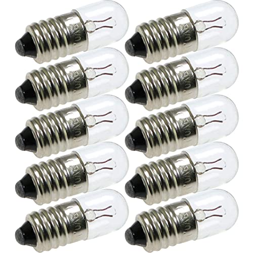 MEETOOT Set of 10pcs Screw Mini Bulb 6.3V and 5pcs E10 Mini Bulb Holder Black Plastic Pure Brass Lamp Bases Student Experiment Lighting DIY Accessories Screw Type Bulb Socket