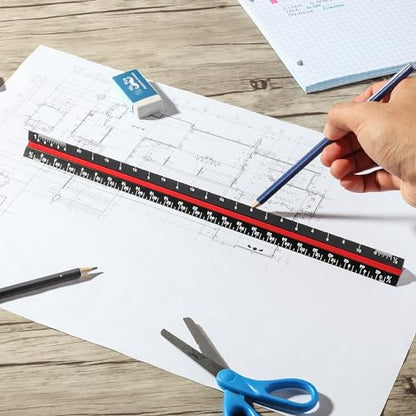 Mr. Pen- Architectural Scale Ruler, 12 Inch, 2 pcs, Black & Silver - color: Black & Silver, size: 2 Pack