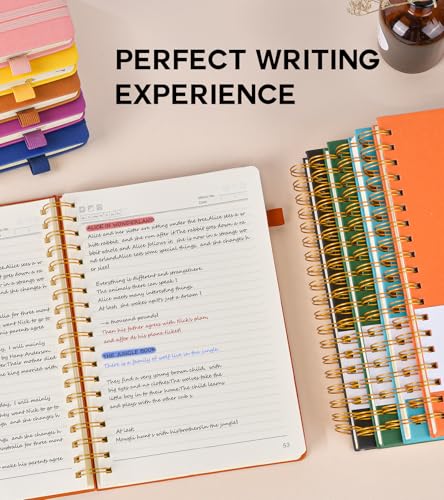 PERCUN B5 Spiral Notebook 300 Numbered Lined Pages Hardcover Journal 7"x10" - color: Brown, size: B5 size (7in x 10in)