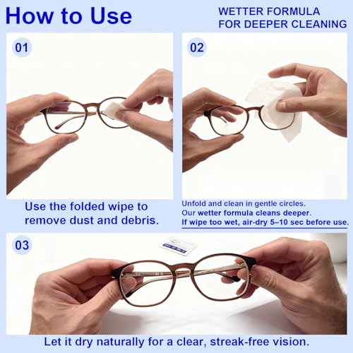ARCHXX 400 Count Lens Wipes for Eyeglasses, +1 Clip-On Pouch Microfiber Lens Cleaner, Individually Wrapped Pre-Moistened Eye Glasses Cleaner Wipes for Glasses, Sunglasses, Camera Lenses, Streak-Free